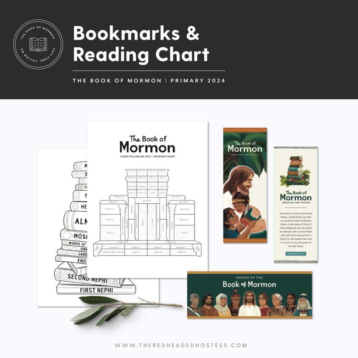 2024 Book of Mormon - Bookmarks and Reading Chart - The Red Headed Hostess